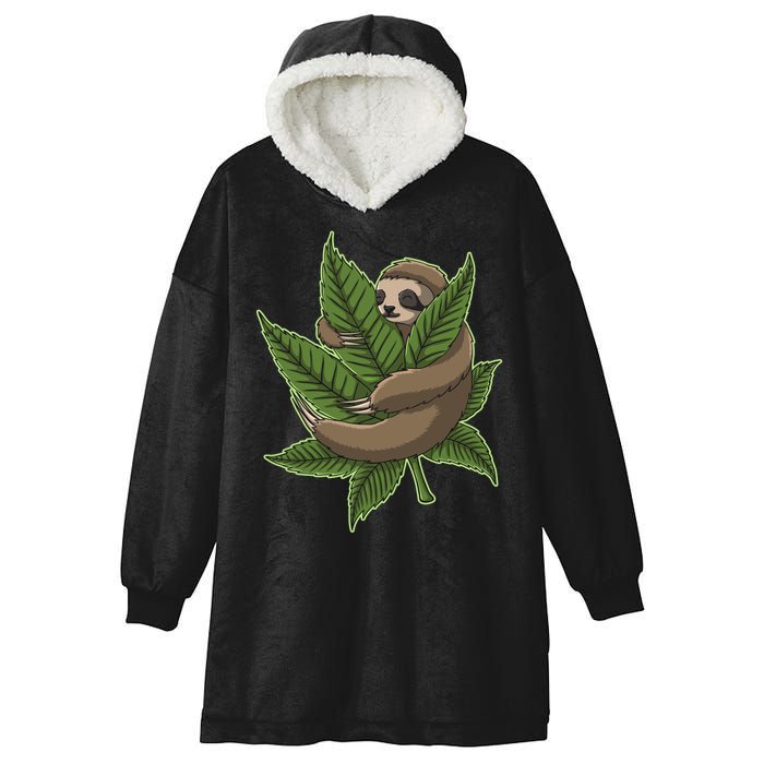 Lazy Sloth Cannabis Leaf Hooded Wearable Blanket