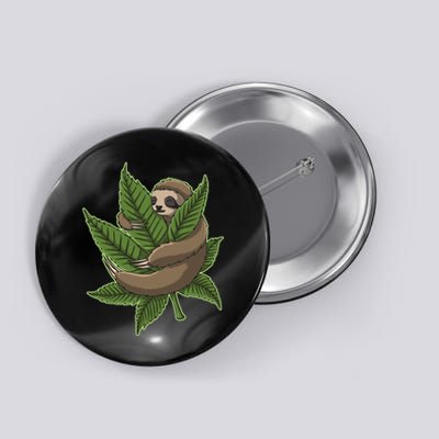 Lazy Sloth Cannabis Leaf Button