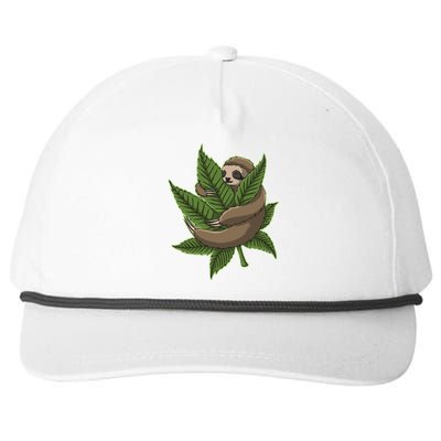 Lazy Sloth Cannabis Leaf Snapback Five-Panel Rope Hat