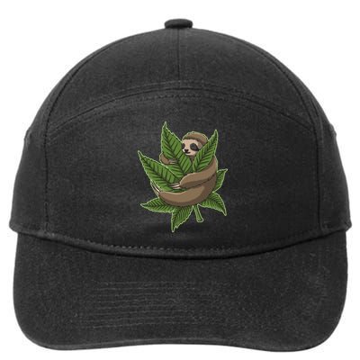 Lazy Sloth Cannabis Leaf 7-Panel Snapback Hat