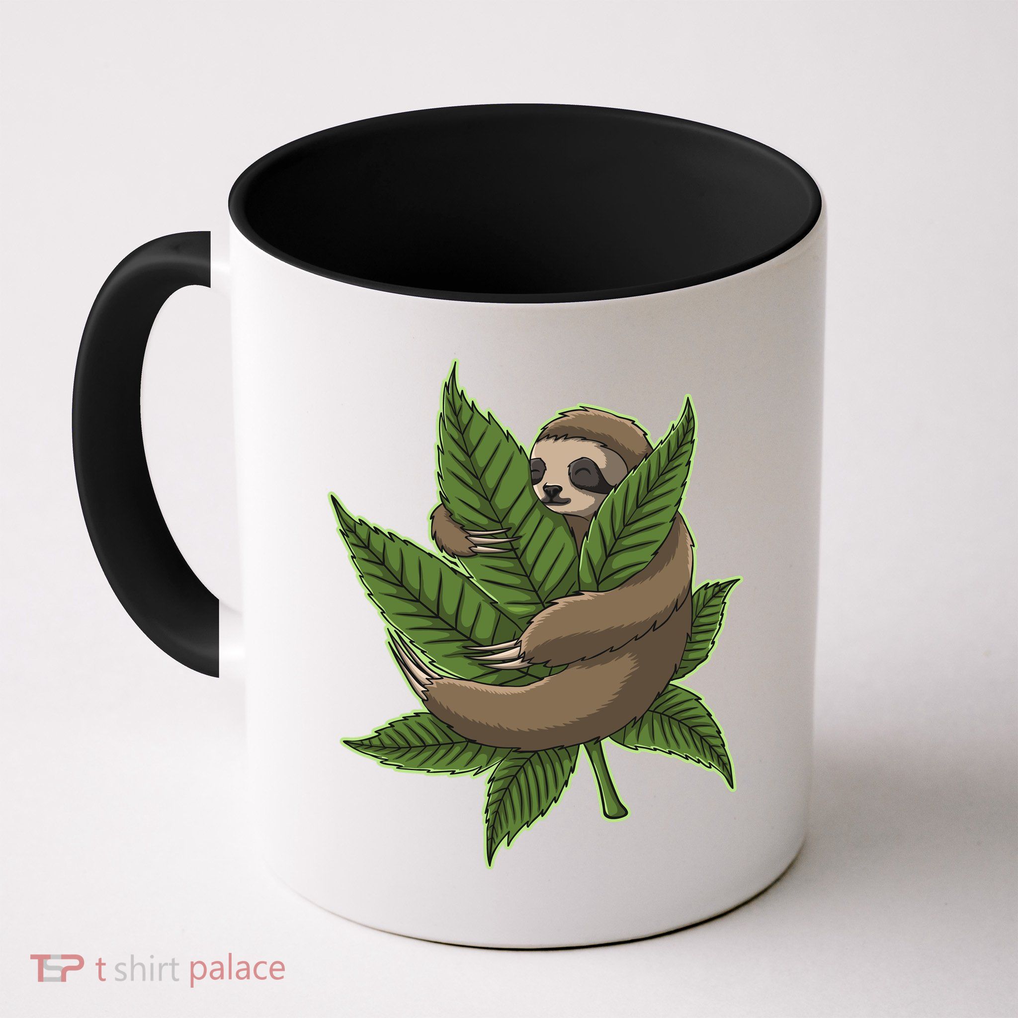 Lazy Sloth Cannabis Leaf Coffee Mug
