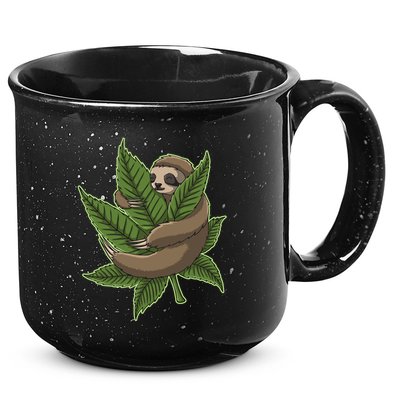 Lazy Sloth Cannabis Leaf 15oz Campfire Ceramic Mug