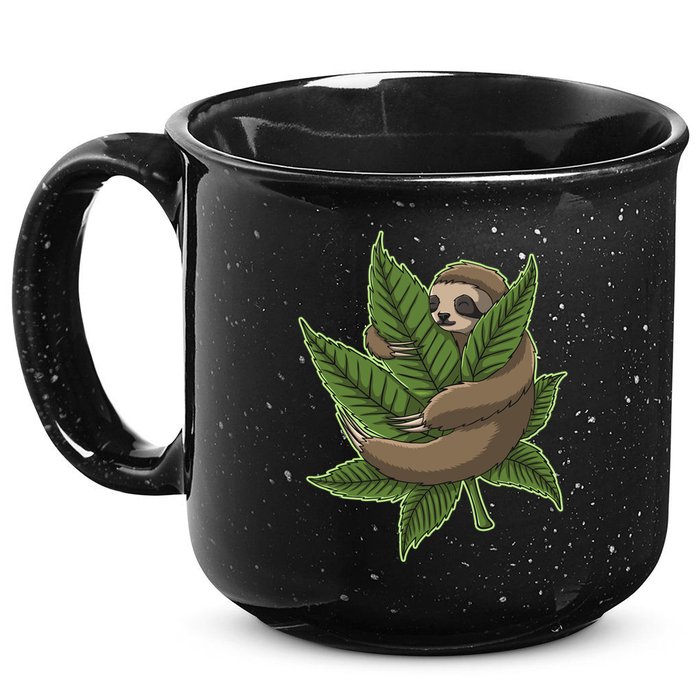 Lazy Sloth Cannabis Leaf 15oz Campfire Ceramic Mug