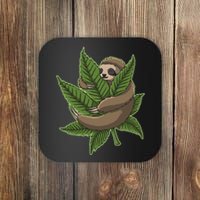 Lazy Sloth Cannabis Leaf Coaster