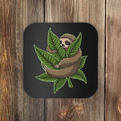 Lazy Sloth Cannabis Leaf Coaster