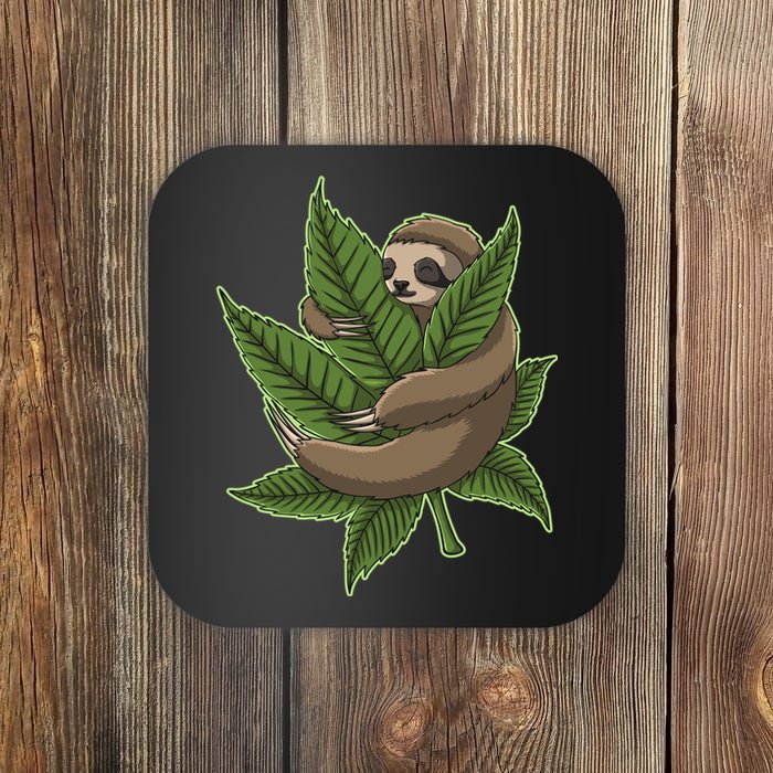 Lazy Sloth Cannabis Leaf Coaster