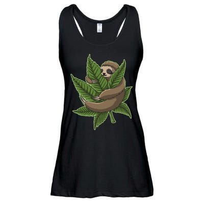Lazy Sloth Cannabis Leaf Ladies Essential Flowy Tank