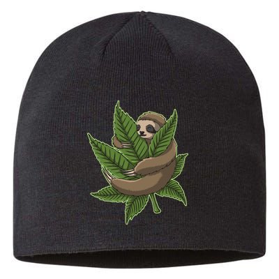 Lazy Sloth Cannabis Leaf Sustainable Beanie