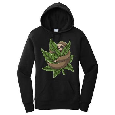 Lazy Sloth Cannabis Leaf Women's Pullover Hoodie