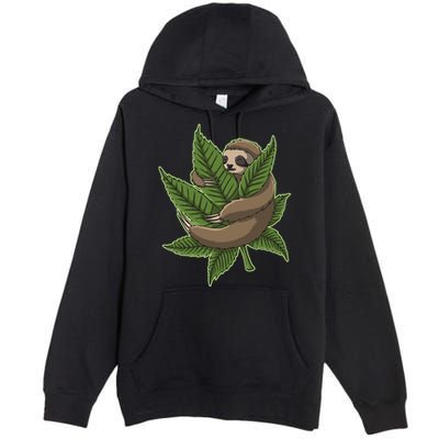Lazy Sloth Cannabis Leaf Premium Pullover Hoodie