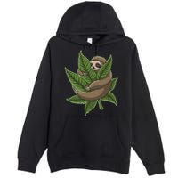 Lazy Sloth Cannabis Leaf Premium Pullover Hoodie