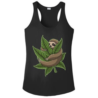 Lazy Sloth Cannabis Leaf Ladies PosiCharge Competitor Racerback Tank