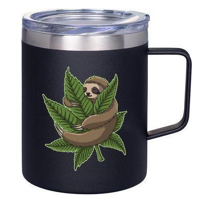 Lazy Sloth Cannabis Leaf 12oz Stainless Steel Coffee Mug