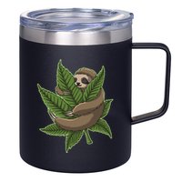 Lazy Sloth Cannabis Leaf 12oz Stainless Steel Coffee Mug