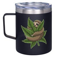 Lazy Sloth Cannabis Leaf 12oz Stainless Steel Coffee Mug