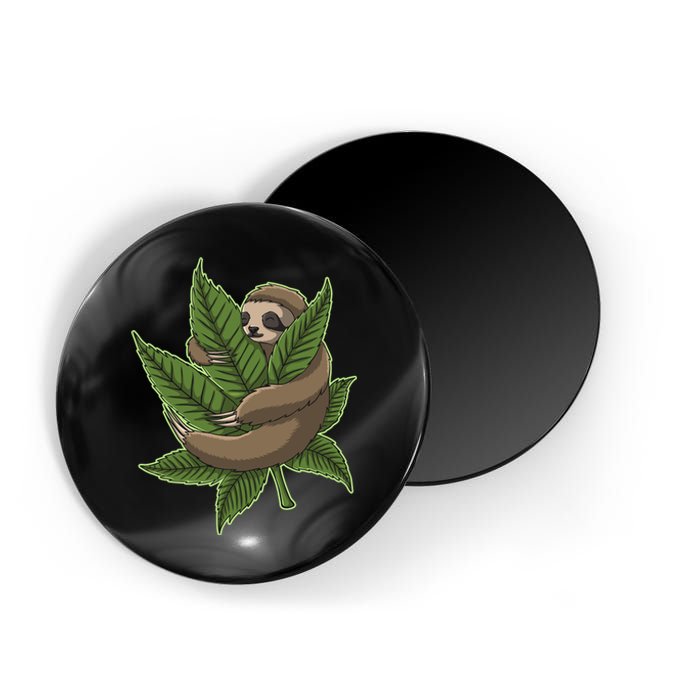 Lazy Sloth Cannabis Leaf Magnet