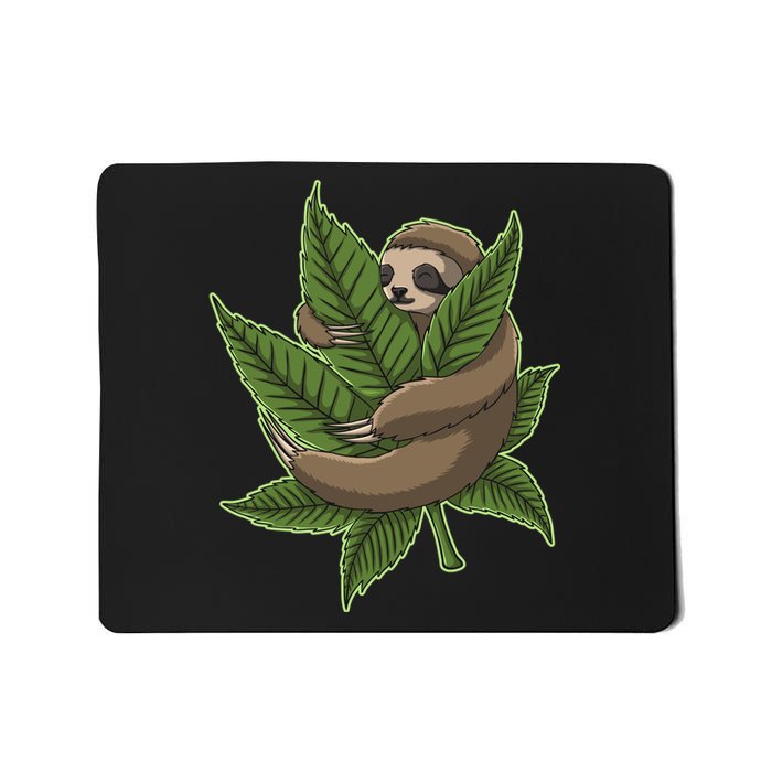 Lazy Sloth Cannabis Leaf Mousepad