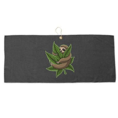 Lazy Sloth Cannabis Leaf Large Microfiber Waffle Golf Towel