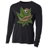 Lazy Sloth Cannabis Leaf Cooling Performance Long Sleeve Crew