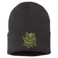 Lazy Sloth Cannabis Leaf Sustainable Knit Beanie