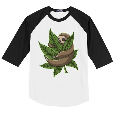 Lazy Sloth Cannabis Leaf Baseball Sleeve Shirt