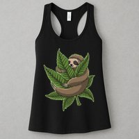 Lazy Sloth Cannabis Leaf Womens Tank Top