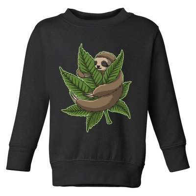 Lazy Sloth Cannabis Leaf Toddler Sweatshirt