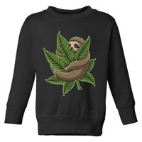 Lazy Sloth Cannabis Leaf Toddler Sweatshirt