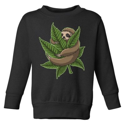 Lazy Sloth Cannabis Leaf Toddler Sweatshirt