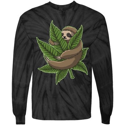 Lazy Sloth Cannabis Leaf Tie-Dye Long Sleeve Shirt