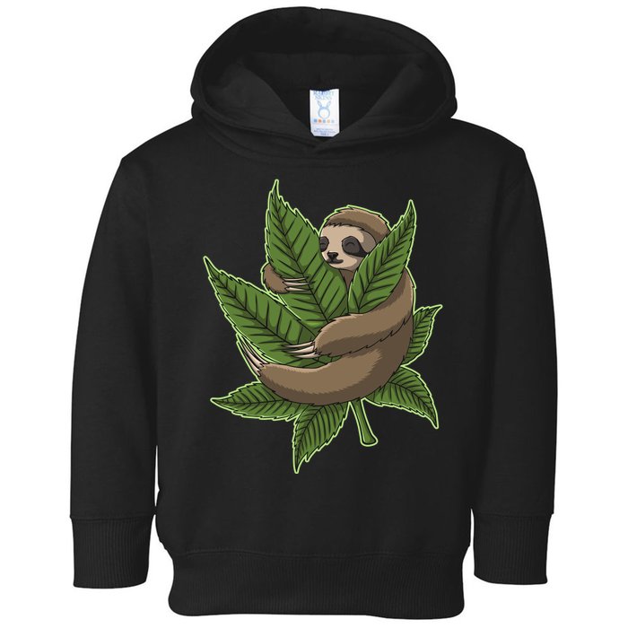 Lazy Sloth Cannabis Leaf Toddler Hoodie