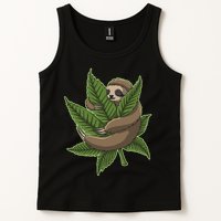 Lazy Sloth Cannabis Leaf Tank Top