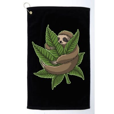 Lazy Sloth Cannabis Leaf Golf Towel