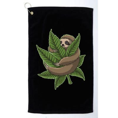 Lazy Sloth Cannabis Leaf Platinum Collection Golf Towel