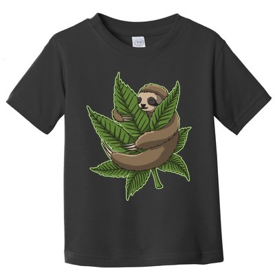 Lazy Sloth Cannabis Leaf Toddler T-Shirt