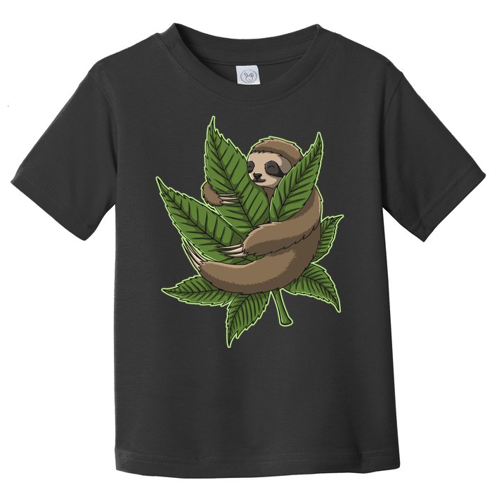 Lazy Sloth Cannabis Leaf Toddler T-Shirt