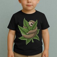 Lazy Sloth Cannabis Leaf Toddler T-Shirt