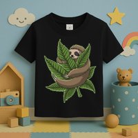 Lazy Sloth Cannabis Leaf Toddler T-Shirt