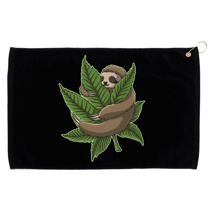 Lazy Sloth Cannabis Leaf Grommeted Golf Towel