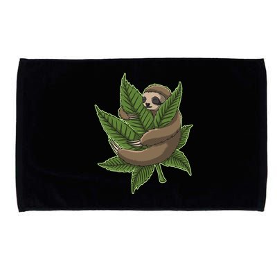 Lazy Sloth Cannabis Leaf Microfiber Hand Towel