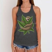 Lazy Sloth Cannabis Leaf Women's Knotted Racerback Tank