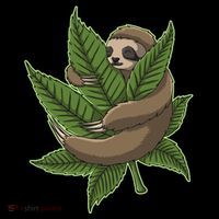 Lazy Sloth Cannabis Leaf Women's Knotted Racerback Tank