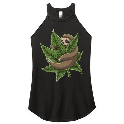 Lazy Sloth Cannabis Leaf Women's Perfect Tri Rocker Tank