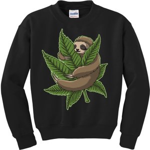 Lazy Sloth Cannabis Leaf Kids Sweatshirt