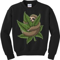 Lazy Sloth Cannabis Leaf Kids Sweatshirt