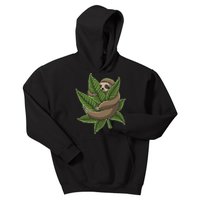 Lazy Sloth Cannabis Leaf Kids Hoodie