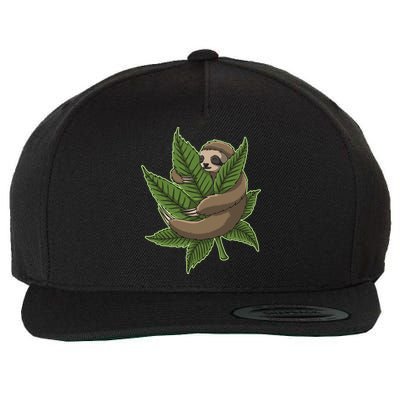 Lazy Sloth Cannabis Leaf Wool Snapback Cap