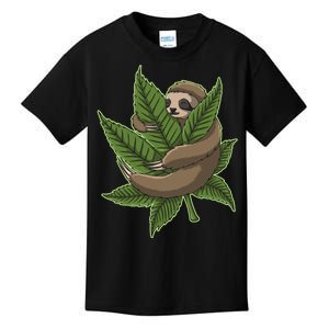 Lazy Sloth Cannabis Leaf Kids T-Shirt