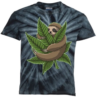 Lazy Sloth Cannabis Leaf Kids Tie-Dye T-Shirt