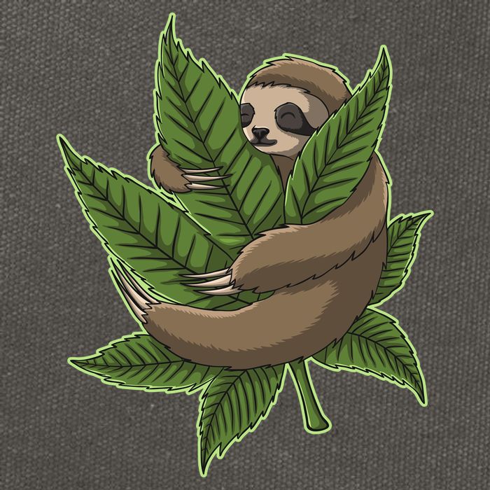 Lazy Sloth Cannabis Leaf Cotton Canvas Backpack